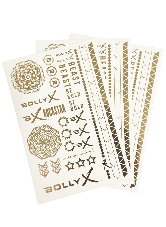 BollyX custom flash tattoos, BollyX custom sport metallic temporary tattoos by goldy.la and goldinktattoo