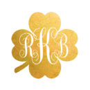 clover initials custom temporary tattoo in gold, personalized flash tattoo