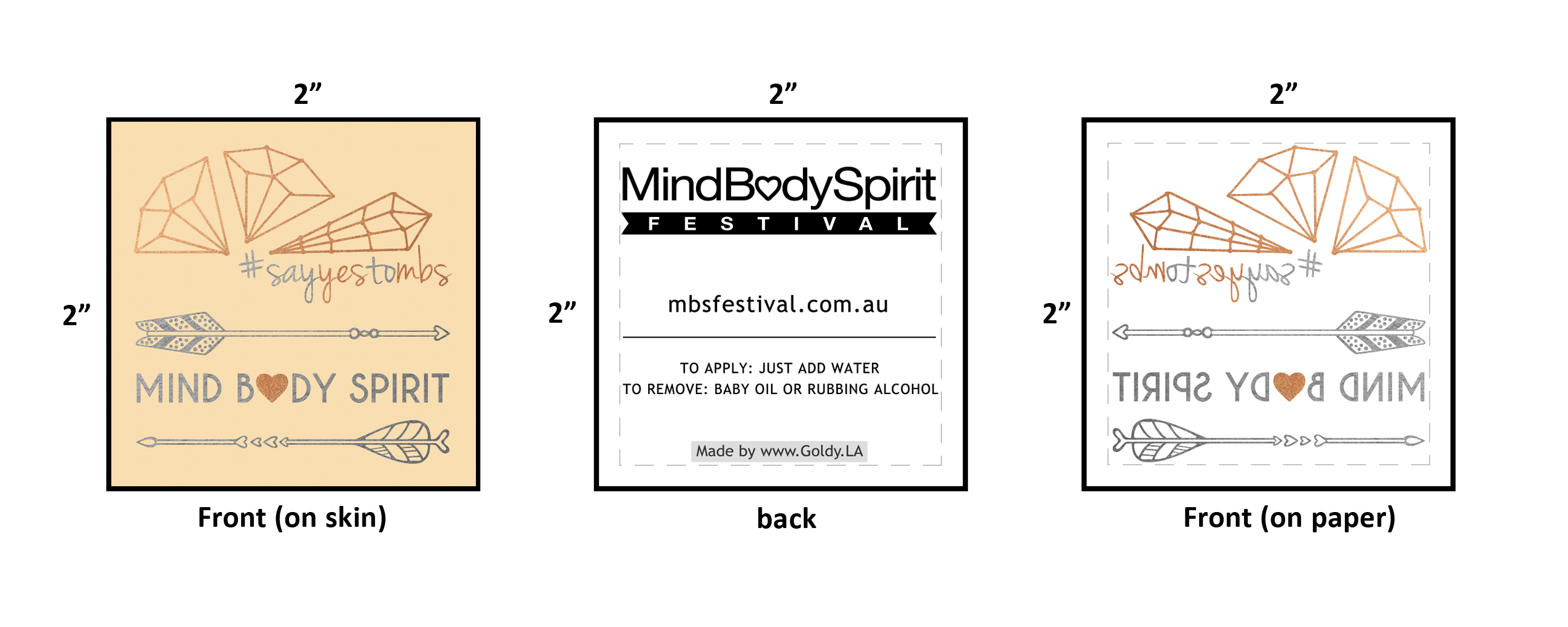mindbodyspirit festival australia custom metallic flash temporary tattoos