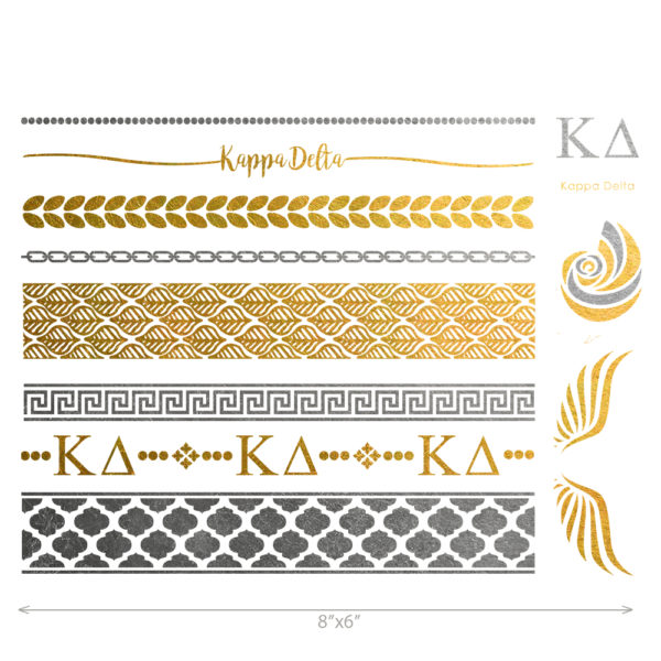 Kappa Delta custom metallic temporary flash tattoos for greek sorority