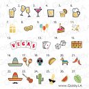Personalized Flash Metallic Gold Temporary Tattoos, Icons for Cocktail Birthday Vegas Bachelorette Party