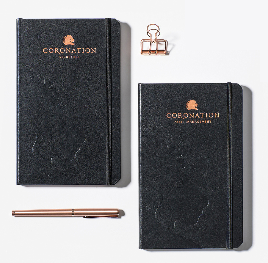 custom debossed gold company logo journal notebook